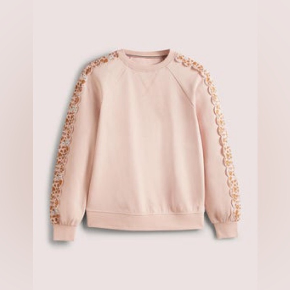 Boden Light Pink Scallop Detail Sweatshirt 2 - Picture 2 of 16